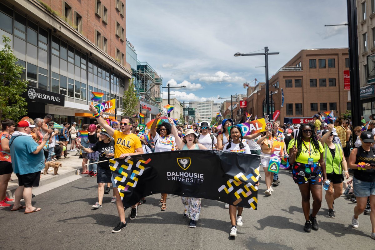 DalhousieU's tweet photo. The Dal community is invited to join our marching group in the Halifax Pride Parade next Saturday, July 20th. Please arrive by 11:30am. The marshalling area is along Cogswell Street on the Halifax Common, and our number/location is B26.

Details: https://t.co/SOmyDiyB8t https://t.co/rh2rD79oLf