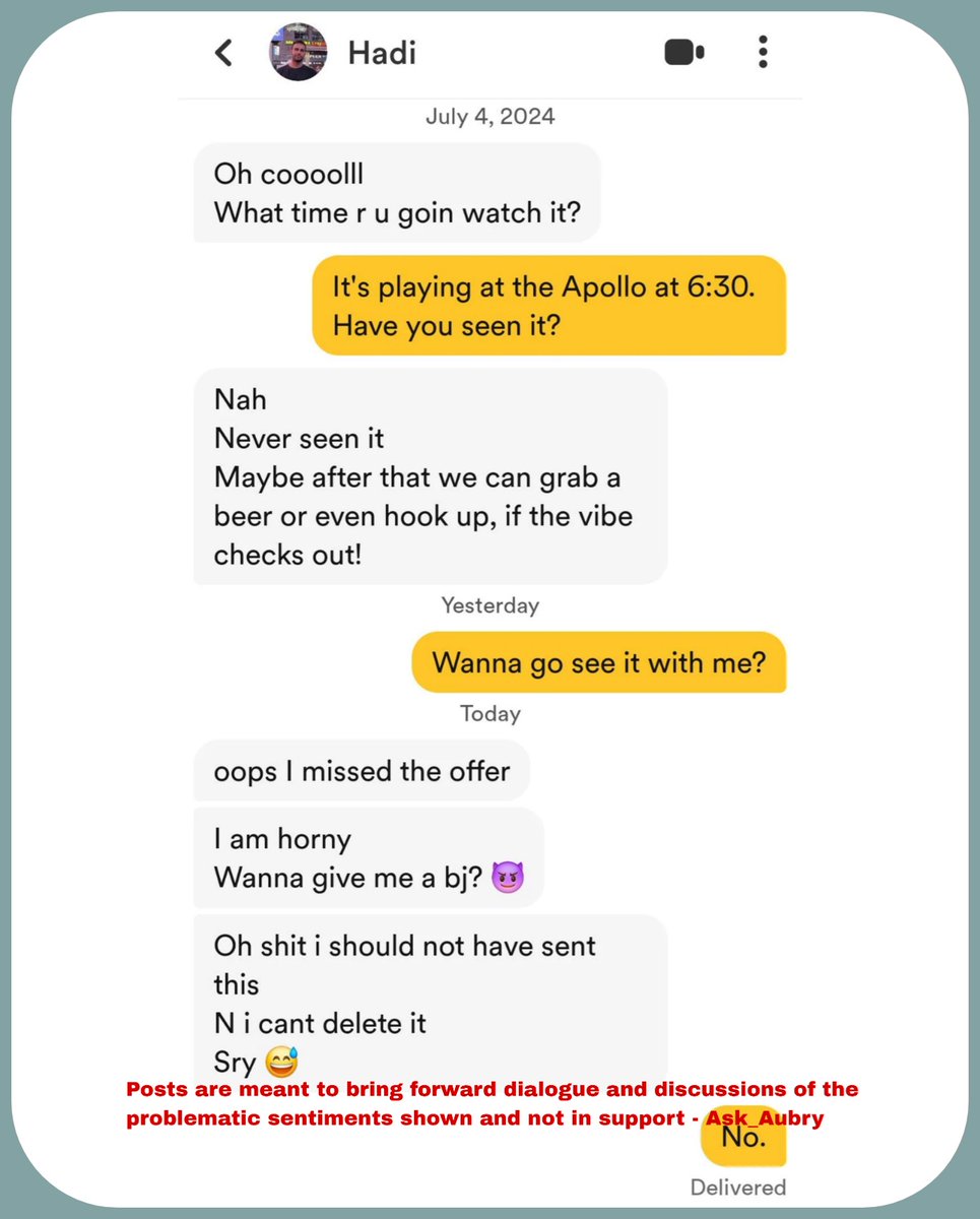 Dude: Dating is so easy for women. Just pick one of hundreds of Nice Guys™ on the app.

And what's on the app: I can't delete it.