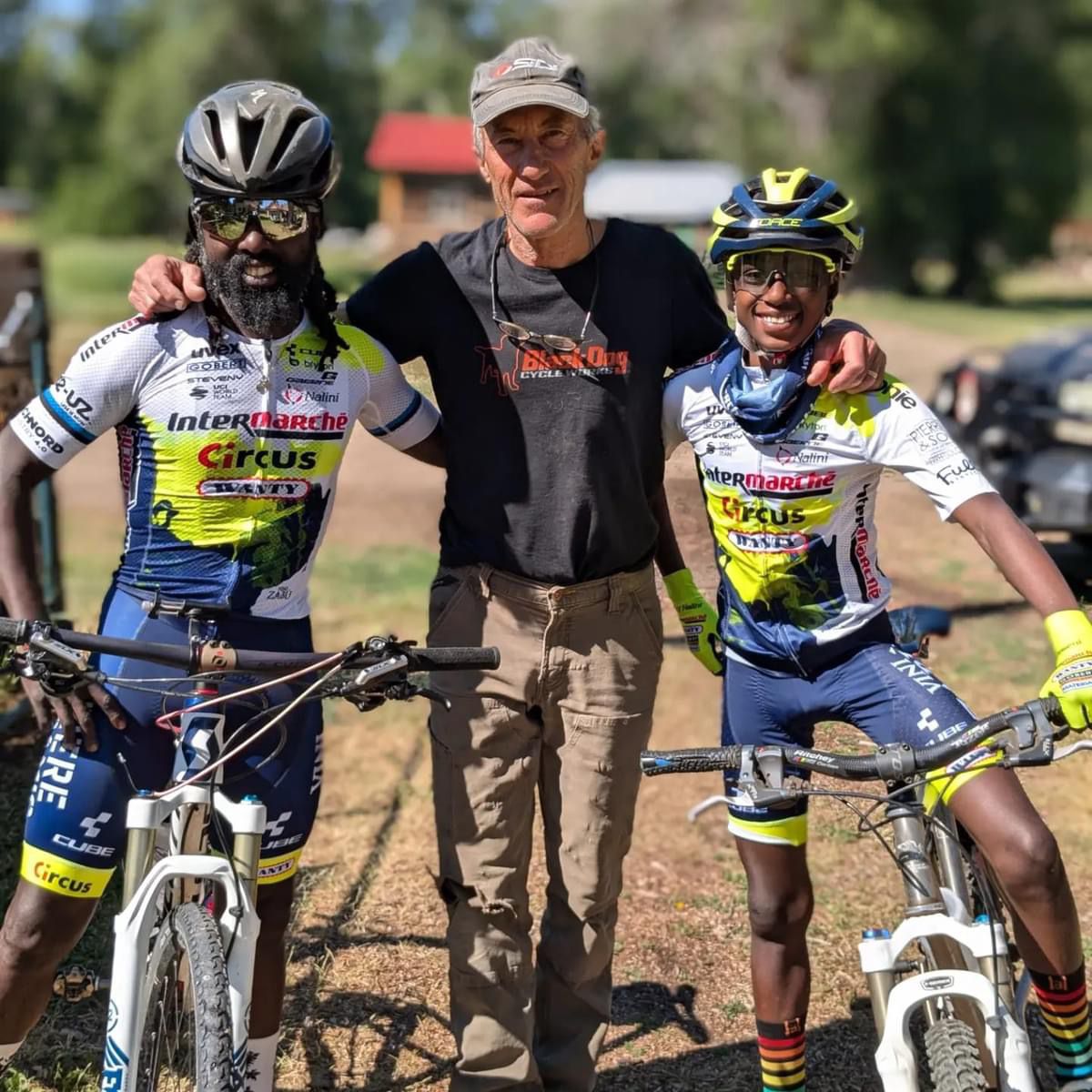 CyclingAfrica's tweet photo. Where it all started...where it continues. @UwimanaRafiki, one of the Original 5 from #TeamRwandaCycling with the man who started the African cycling devo movement in #Rwanda, Jock Boyer, along w/ Rafiki's son Jonathan, spending the summer training in the US ๐ท๐ผ๐บ๐ธ
#teamisteam https://t.co/LqwdqMibtX