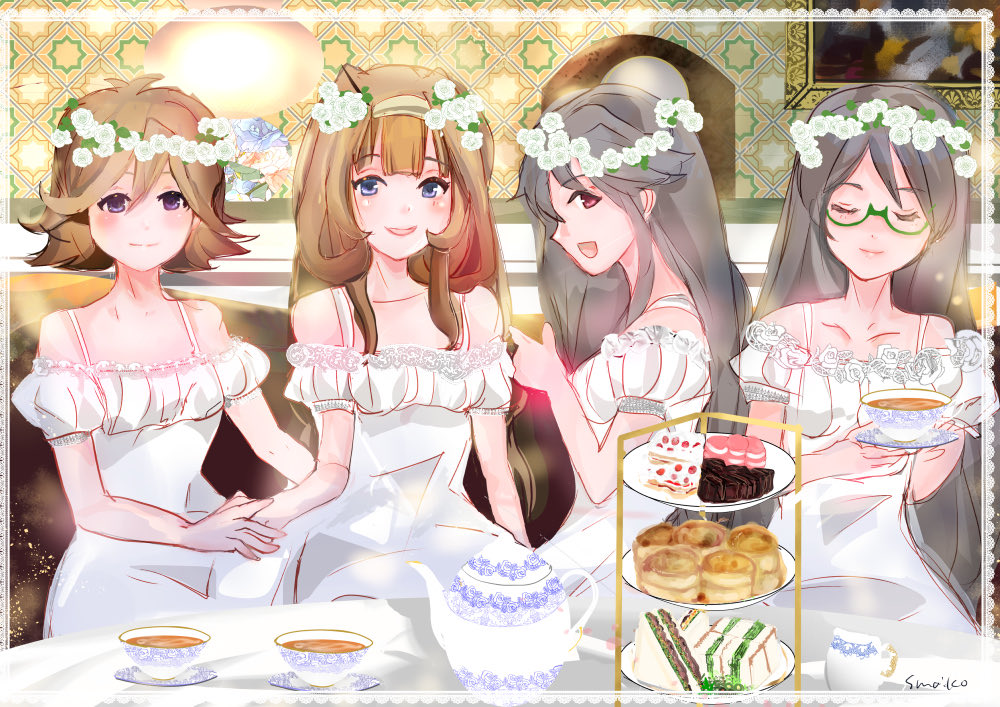 艦これ「ねえ!お姉さまとお茶会#艦これ #見た人は金剛型を貼ってけ親友のちりちゃんが「美」|まいこ　skeb承ります！のイラスト