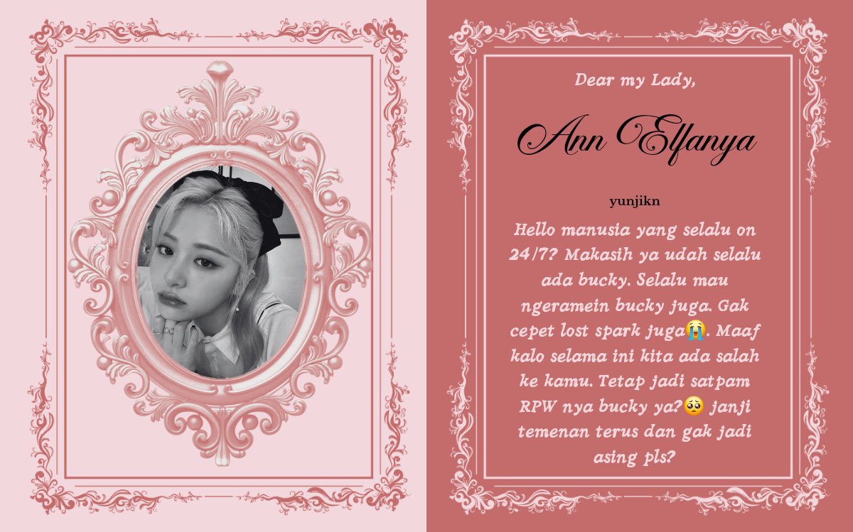 For my beloved princess yunjin aka ANN, maafin papah yang lalai ini (bow)