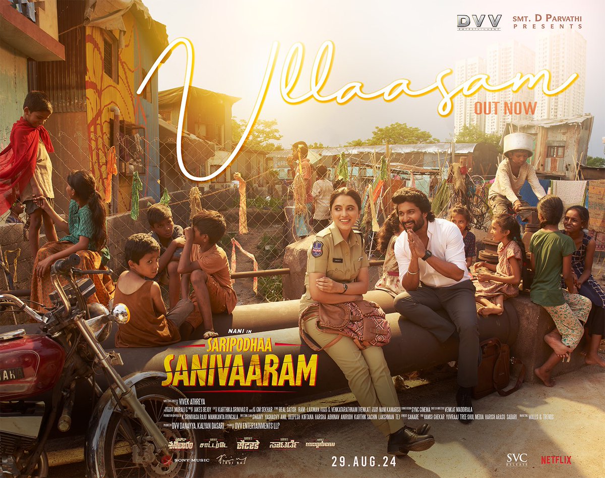 DVV Entertainment (@dvvmovies) on Twitter photo The cool breezy melody #Ullaasam is here ❤️
▶️ youtu.be/Jpq3h3ms4ww
Feel the enchanting vibes now ✨
#SaripodhaaSanivaaram
Natural 🌟 @NameIsNani <a href="/iam_SJSuryah/">S J Suryah</a> <a href="/priyankaamohan/">Priyanka Mohan</a> #VivekAthreya <a href="/JxBe/">Jakes Bejoy</a> <a href="/sanjheg/">Sanjith Hegde</a> #KrishnaLasyaMuthyala #Sanare <a href="/muraligdop/">murali.g</a> <a href="/karthikaSriniva/">Karthika Srinivas</a> <a href="/SVR4446/">S Venkatarathnam(Venkat)</a> The cool breezy melody #Ullaasam is here ❤️
▶️ youtu.be/Jpq3h3ms4ww
Feel the enchanting vibes now ✨
#SaripodhaaSanivaaram
Natural 🌟 @NameIsNani <a href="/iam_SJSuryah/">S J Suryah</a> <a href="/priyankaamohan/">Priyanka Mohan</a> #VivekAthreya <a href="/JxBe/">Jakes Bejoy</a> <a href="/sanjheg/">Sanjith Hegde</a> #KrishnaLasyaMuthyala #Sanare <a href="/muraligdop/">murali.g</a> <a href="/karthikaSriniva/">Karthika Srinivas</a> <a href="/SVR4446/">S Venkatarathnam(Venkat)</a>