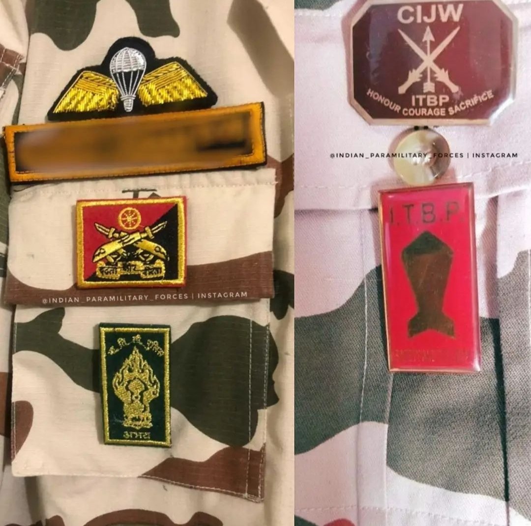 RamboUpdates's tweet photo. Badges with ITBP --> 1) CIJW ( Counter Insurgency &amp; Jungle Warfare )  2 ) Safety &amp; Security Badge ( This badge belongs to Personnel who qualifies IHE , Improvised Handling of Explosive...a type of bomb disposal exercise ) 
3 ) Para wings 
4 ) Rastriya Rifles Badge ( RR )
👇 https://t.co/MxrQGGtfvv