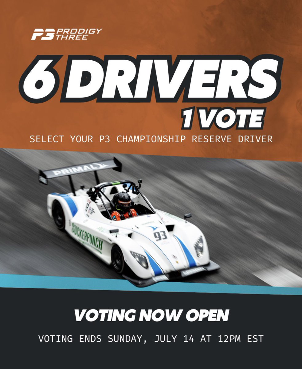 Marko Pejic (@markopejic14) on Twitter photo Thereβs still one more day to vote the reserve drivers for the <a href="/racingprodigy1/">Racing Prodigy</a> P3 Championship.
Only takes a couple of clicks and would mean the world to me if you could vote for me! ππ»
Here's the link: forms.gle/K6MVvh8eZ9EWLHβ¦ Thereβs still one more day to vote the reserve drivers for the <a href="/racingprodigy1/">Racing Prodigy</a> P3 Championship.
Only takes a couple of clicks and would mean the world to me if you could vote for me! ππ»
Here's the link: forms.gle/K6MVvh8eZ9EWLHβ¦
