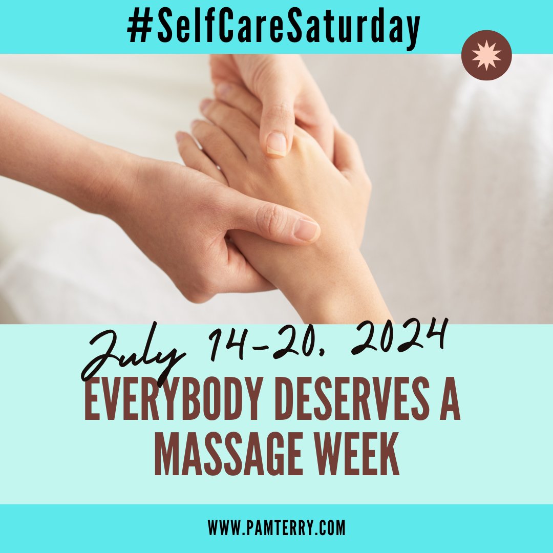 _pamterry_'s tweet photo. 💆‍♀️ Saturday Self-Care 💆‍♀️ July 14-20 is Everybody Deserves a Massage Week! Schedule a professional massage or enjoy a DIY session. Relieve stress, ease tension, and treat your body right. 🌸✨ #SelfCareSaturday #MassageWeek #RelaxAndUnwind #PublicSpeaking https://t.co/58MC0jh1P7