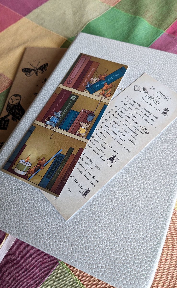 I finally put up my mouse bookmarks!
Inspired by mausritter, there is a d20 roll table of things to find in the library… as a mouse, of course.

check them out: philippamort.etsy.com/listing/174780…