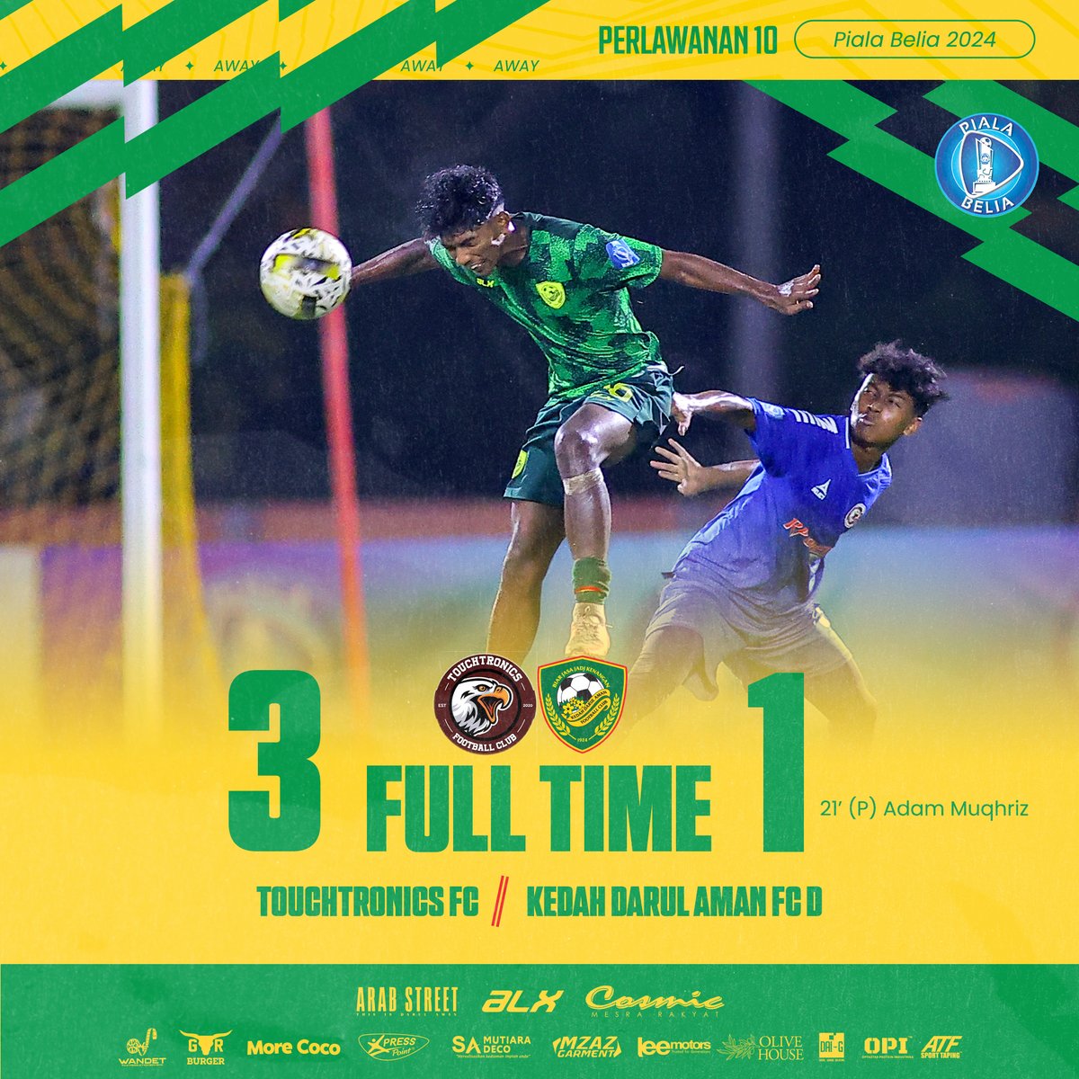 kda_fc's tweet photo. π° FULL TIME π°
FT | TOUCHTRONICS FC 3 - 1 KDA FC D
β½ 21' (P) Adam Muqhriz (KDA FC D)
#KDAFCD #PialaBelia2024 #GameWeek10 #TCHKDA https://t.co/m6SM51DAix