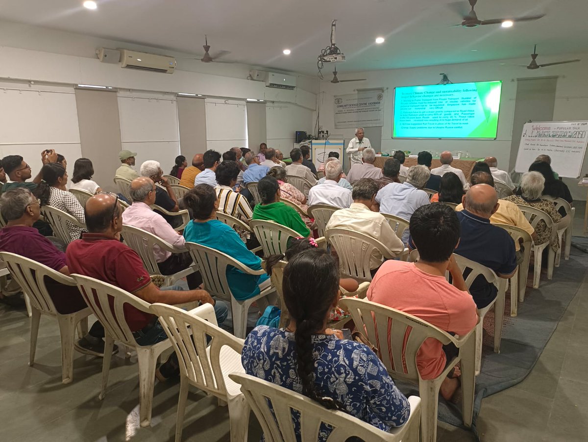 InfoGujcost's tweet photo. An evening to remember!
The #CommunityScienceCentre #Vadodara organized a popular science talk on #NetZero by 2050 by Dr. B.G. Desai, a veteran expert in the #energy sector. His insightful talk #energized and #inspired everyone.
As part of our commitment to #SustainableLiving on this beautiful #planet, it is now #everyone's duty to work towards and contribute to the #NetZeromission.
The program was chaired by Padmashri Prof. M.H. Mehta and graced by Dr. Narottam Sahoo, Advisor #GUJCOST.
Dr. Jitendra Gavali, Director #CSCVadodara, coordinated the event seamlessly.