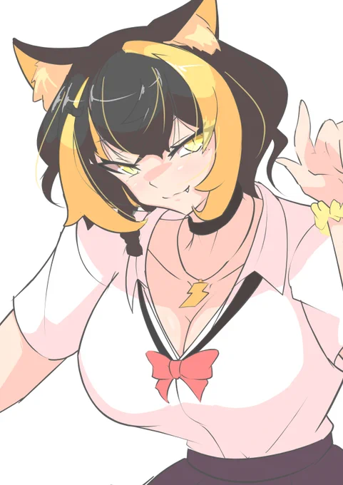 すごく良かったので取り急ぎお絵描き#猫小夜新衣装#ねこよのポージング 