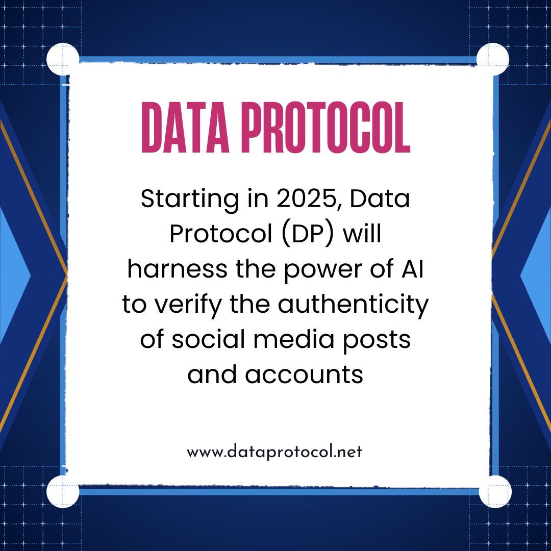 DataProtocoldp's tweet image. Enhancing Data Authentication with AI in Data Protocol.
🌐 dataprotocol.net
#dataprotocol #dptoken #ai #nft #web3 #Blockfi #defi
