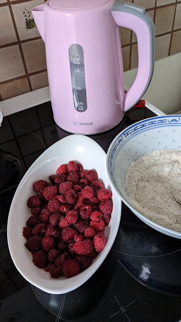 LizCollet's tweet photo. Samstagnachmittag
und die Himbeeren kuscheln sich rechtzeitig unter Mandel-Zimt-Streusel zur Five o'Click Teatime ...
#LesPetitsPlaisirs #WeekendPleasures #HimbeerCrumble #LizerlsLittleLindenburgBackstube https://t.co/XccMqDZc71