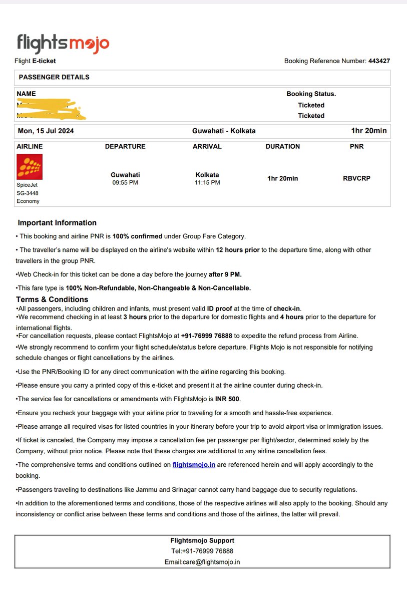 tikendra_rai's tweet photo. We booked a @flyspicejet  flight(PNR-RBVCRP) via @FlightsMojo, but it was later changed and canceled unilaterally. Now, the same flight costs 3-4x more, with increased demand. I request @flyspicejet to confirm the flight and take the necessary action. https://t.co/YYAoiIb4oC