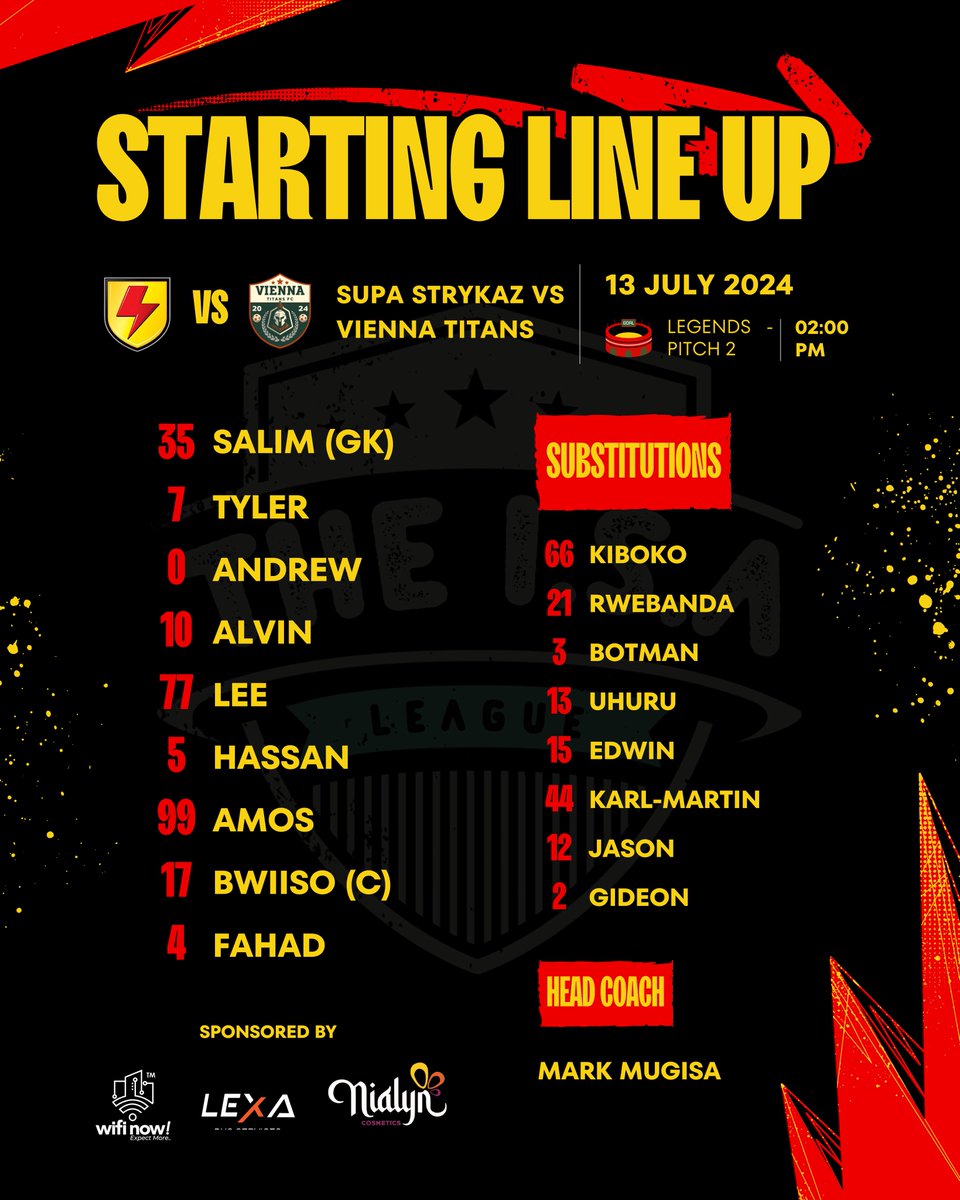 AgaKhanAlumni's tweet photo. Supa Strykaz team news for Match Day 4 is in!
@_THEISALEAGUE | @LegendsKla | @wifinow_io | #UpTheStrykaz⚡️ | #LexaLogistics | #NialynCosmetics | #ISALeague | #LegendsKla https://t.co/3Dzh2Ef3oK