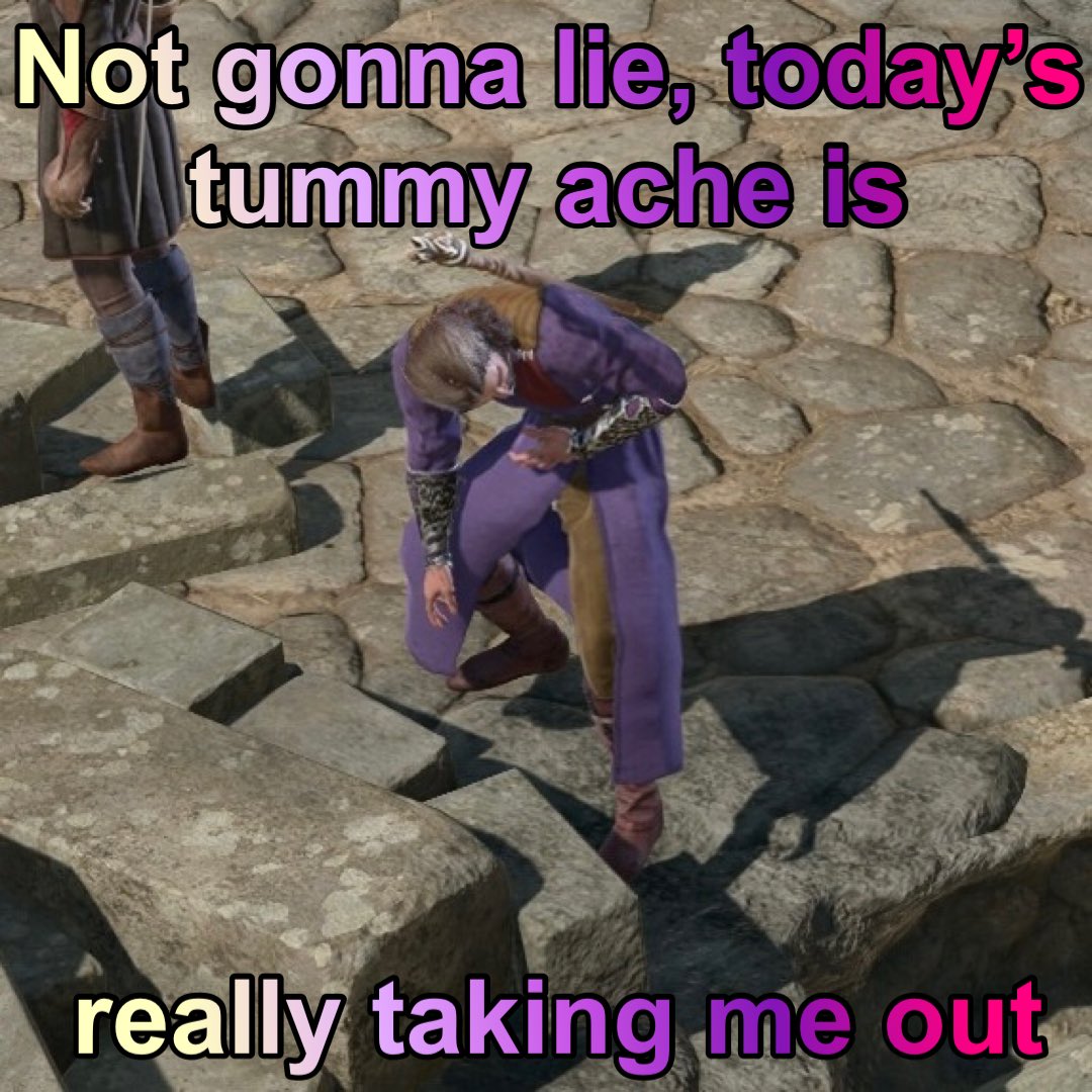 LadySapphyre's tweet image. I am NOT the strongest tummy ache warrior, and yet I’m still made to fight the hardest tummy ache battled