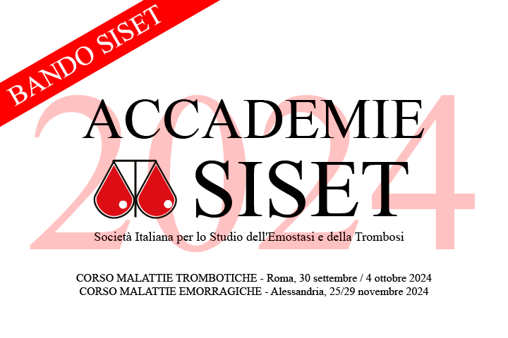 SISETonline's tweet photo. BANDO ACCADEMIE SISET 2024
Vi informiamo che anche per l’anno 2024 saranno organizzate le ”ACCADEMIE SISET” rivolte alla formazione specialistica nell’ambito delle malattie emorragiche e della trombosi.
Leggi il bando al seguente indirizzo:
https://t.co/26kJzJqHsm https://t.co/PDZjfel5au