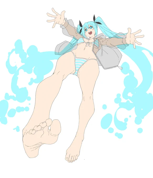 夏ミク途中 #一日一裸足絵