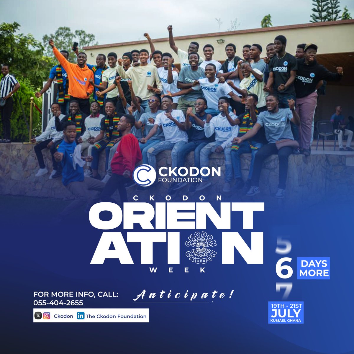 Only a few days left until the most epic event in Ghana.
#CkodonOrientationWeek is almost here!
Get ready for an unforgettable experience 🔥