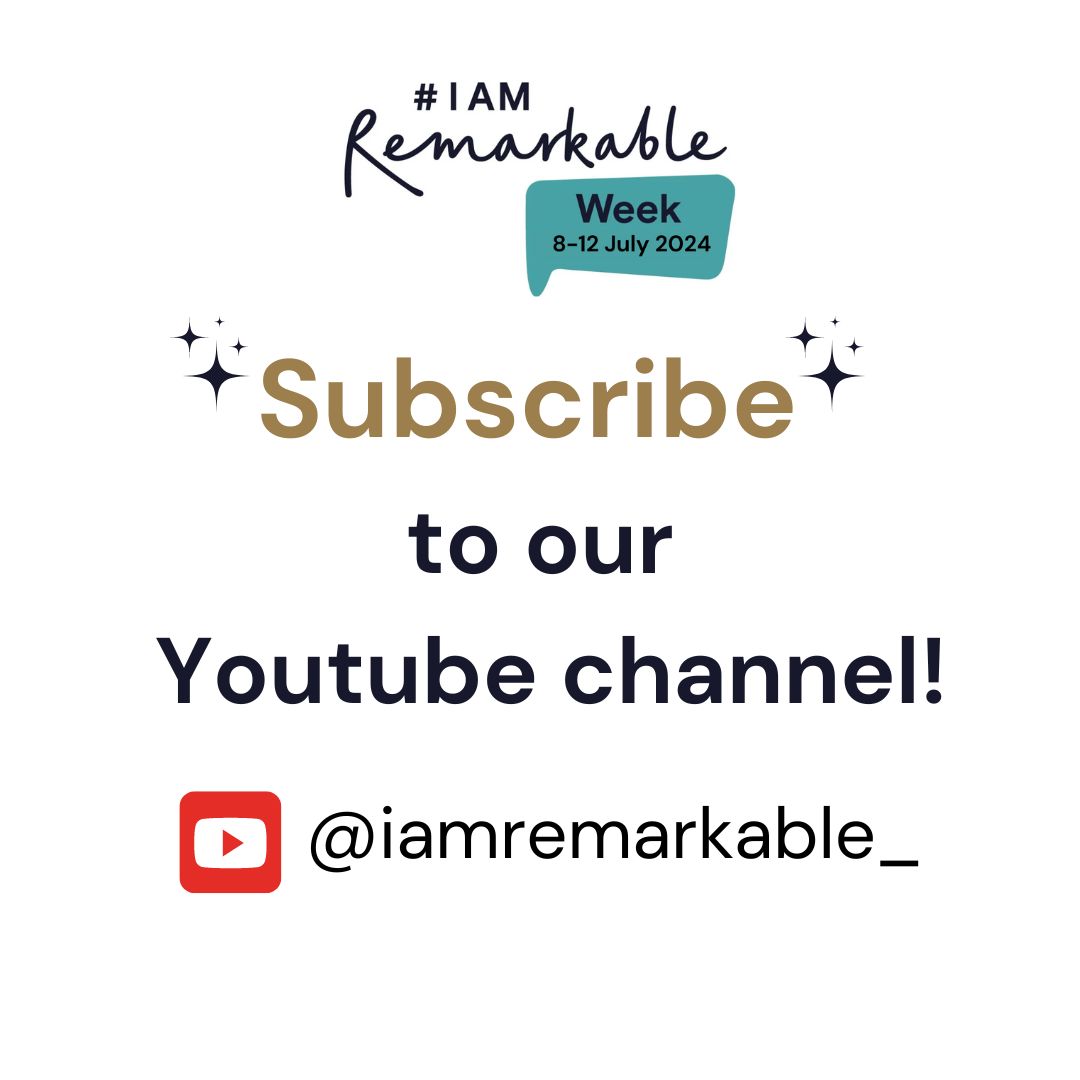 🌟Subscribe to our YouTube channel @iamremarkable_ to catch up with #IAmRemarkable Week talks and previous events!🌟

➡️Subscribe now!
youtube.com/@IAmRemarkable_

#IAmRemarkable #IAmRemarkableWeek #Talks #LiveEvent #Diversity #Inclusion #Allyship