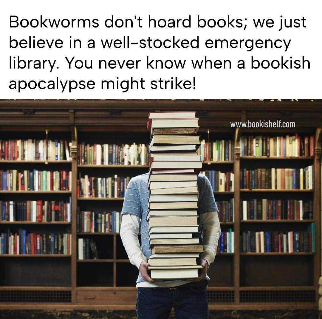 FlanaganTrevor's tweet photo. Yep ... This!!! Though we also go by the name BookDragon too π€£β€οΈππ #bookworm #bookdragon #creativehumour #writingcommunity #bookishapocalypse https://t.co/F1Irw3Xpln
