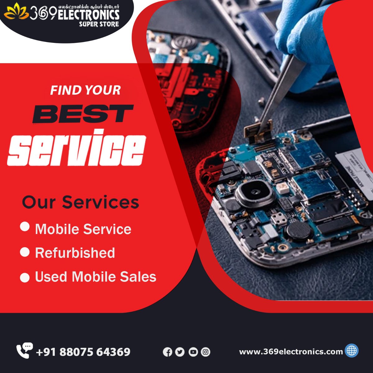 369Electronics's tweet image. 369 Electronics
*
*
📷 Find Your Best Service
*
*
Our Services :
📷 Mobile Sales
📷 Service
📷 Refurbished
📷 Used Mobile Sales
*
*
📷For More Details Call us : +91 88075 64369
*
*
#mobilesales #TechDeals #pcsales #laptopdeals #gamingpc
#workstation #desktopdeals #TechSales