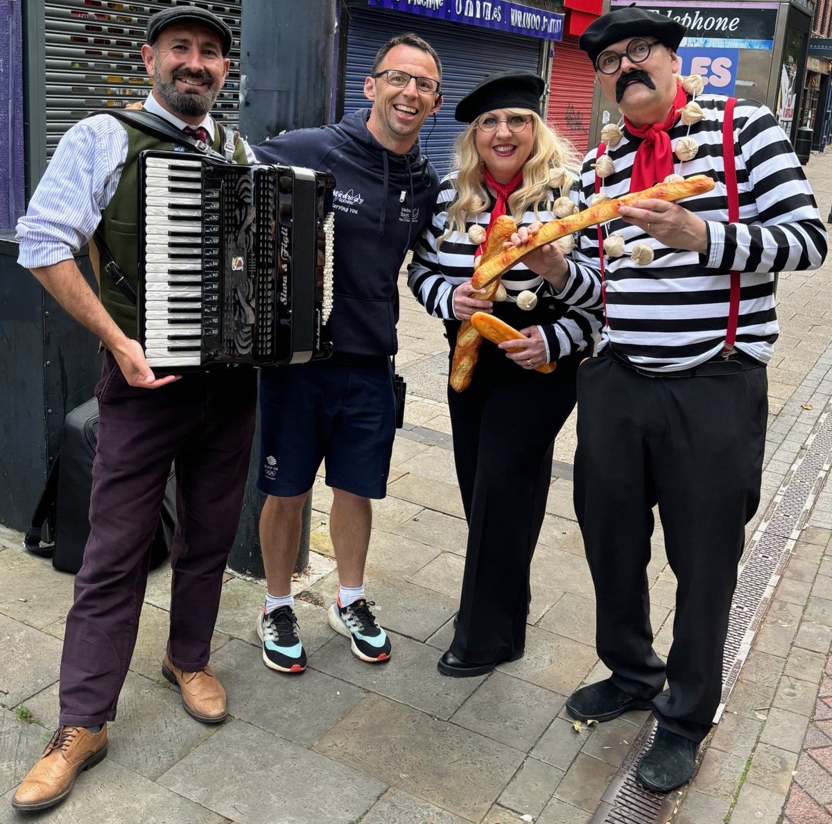 Alternate Shadows found themselves on Fri 12th July at Medway Park for this year’s Olympic Games themed Medway Mile.
Fifi Froufrou &amp; Gaston Gateau were seen enthusiastically waiving the runners on with baguettes held proudly aloft! 
It was a very well attended community event.