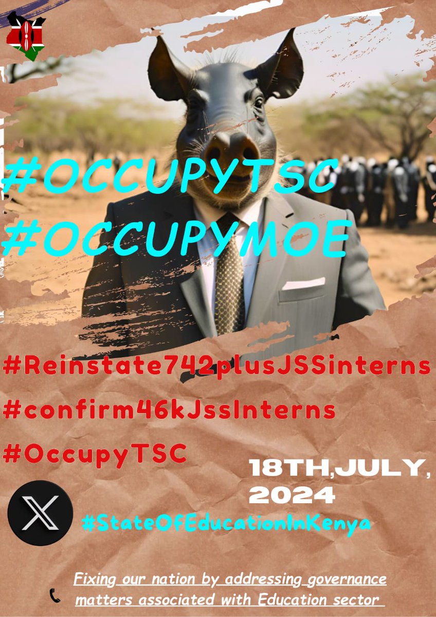 How do you convince a Kenyan child to be a teacher in Kenya recently? This profession is raped to the core courtesy of <a href="/TSC_KE/">TSC</a> ...
<a href="/WilliamsRuto/">William Samoei Ruto, PhD</a> do a total overhaul of TSC up to the county level.
#OccupyTSC 
#Reinstate742interns 
#confirm46kJssInterns