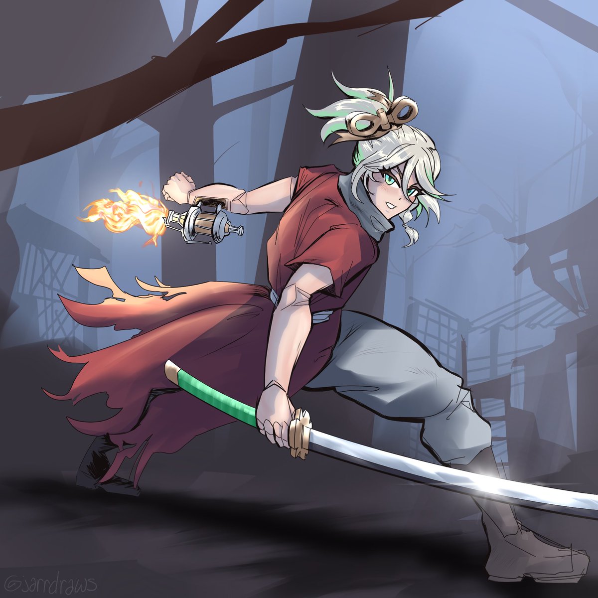 jarrdraws's tweet photo. it’s sekiro saturday !! let’s go otomos 🍵#Immergination #hololiveEN https://t.co/qe1XkpK1ke