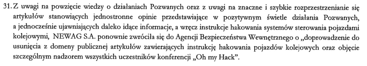 Chcecie być objęci nadzorem ABW? Zapraszamy na  Oh My H@ck 2024! Nie pożałujecie ;)

omhconf.pl

Z pozwu przeciwko członkom Dragon Sector: NEWAG zwrócił się do ABW o usunięcie artykułów oraz "objęcie szczególnym nadzorem wszystkich uczestników konferencji Oh my Hack"