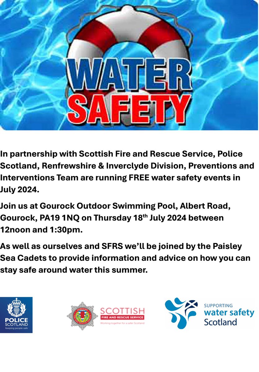 🛶 Water Safety🏊‍♀️ 
Come along and meet the team, Water Safety session focussing on teaching valuable skills and knowledge to stay safe around water while having loads of fun, teaching young people how to be safe near and in the water – and what to do if anything ever goes wrong