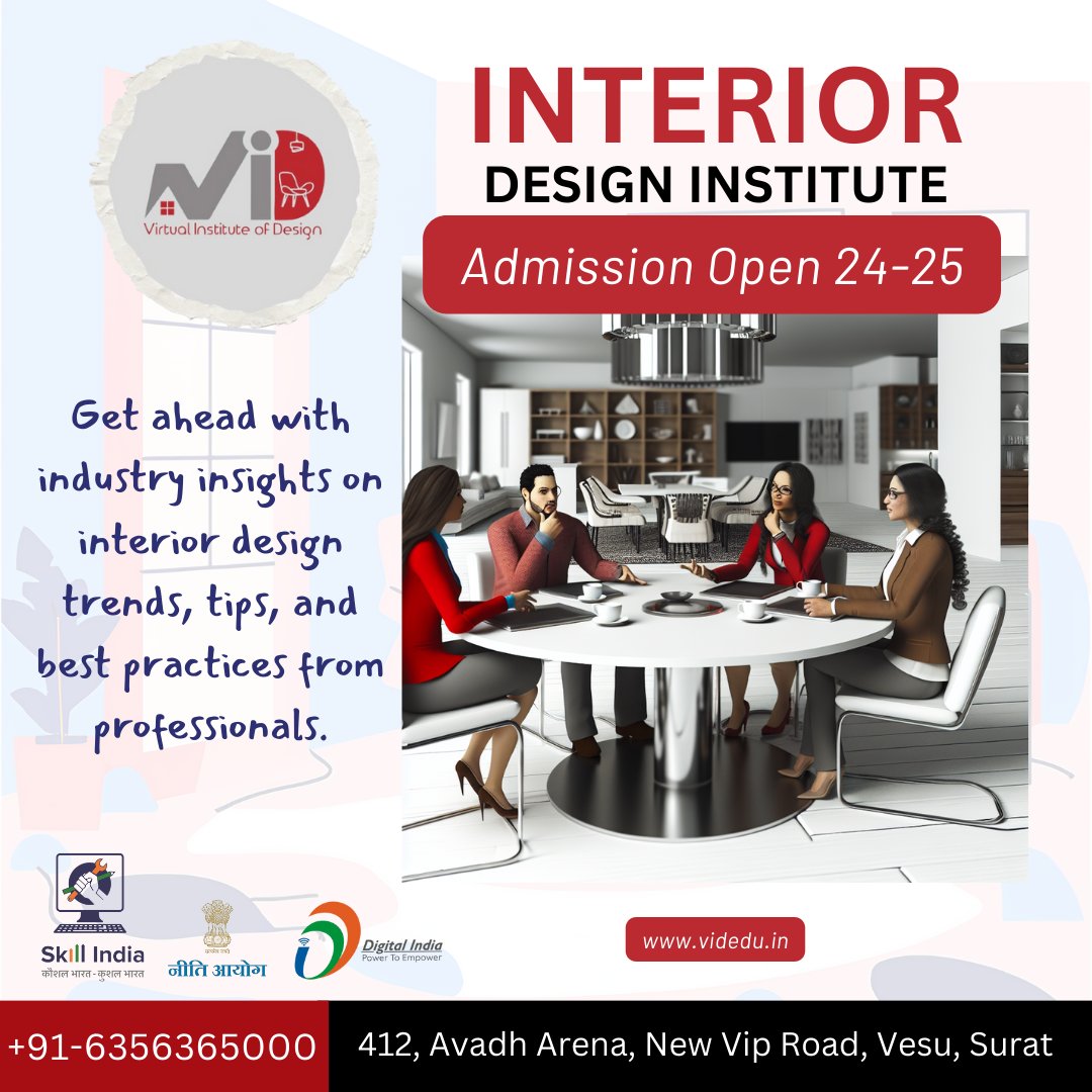 viod_edu's tweet photo. "Admissions are now open for our Diploma in Interior Design! Join Surat's leading institute and transform your passion into a profession. Apply now to avail discounts and scholarships. 

#InteriorDesign #AdmissionsOpen #DesignEducation https://t.co/WeMfu9roIr