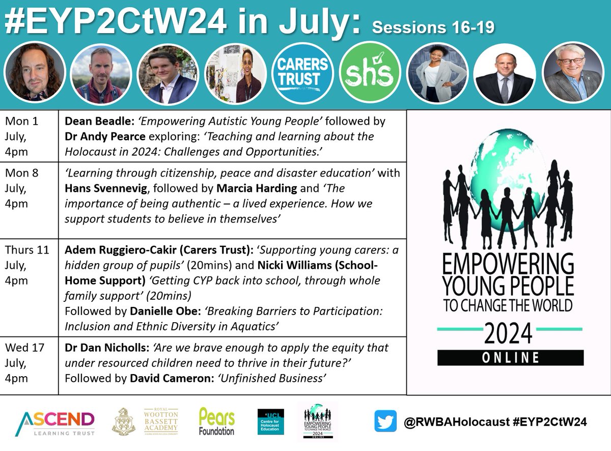 UCL_Holocaust's tweet photo. #EYP2CtW24 draws to close this week w/one final session feat. @DrDanNicholls & @realdcameron
-talking #equity #disadvantage #bravery #opportunity #highexpections #TimBrighouse #unfinishedbusiness & more.
17 July, 4pm (UK time)
Free sign up: https://t.co/qqlRuqahgm RT @PeteHJ https://t.co/LQIkr36z1m