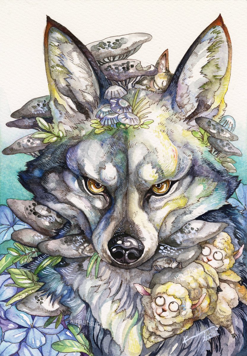 「「with オオカミ」 SM H227×W158mm"with someone"」|Keso Artのイラスト