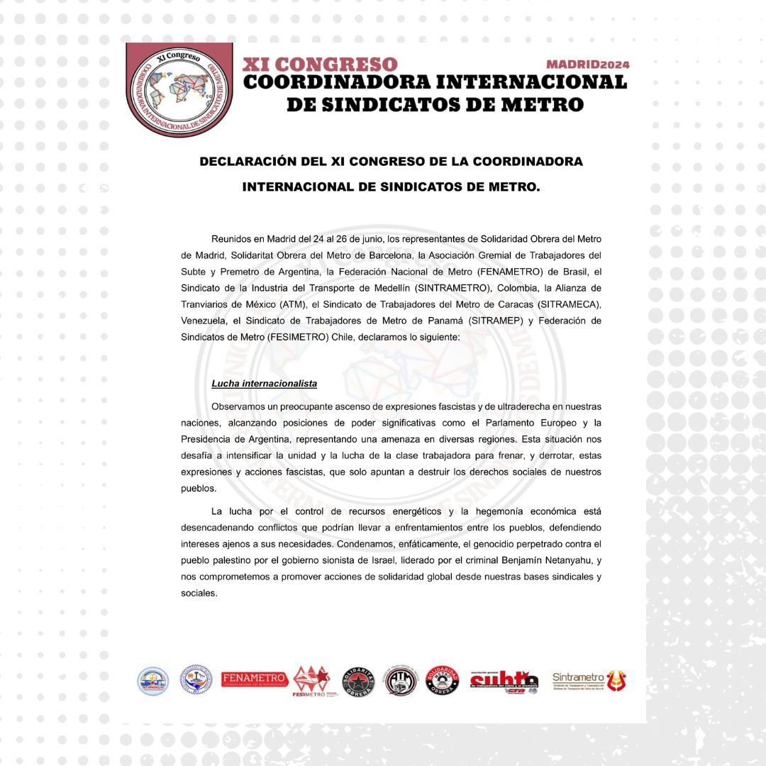 Federación de Sindicatos de Metro tweet media