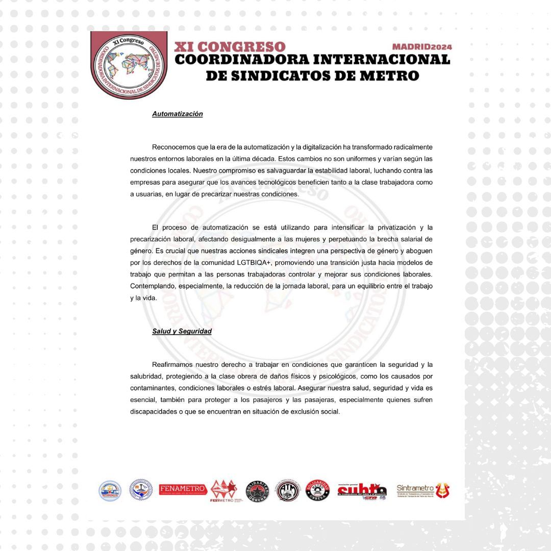 Federación de Sindicatos de Metro tweet media
