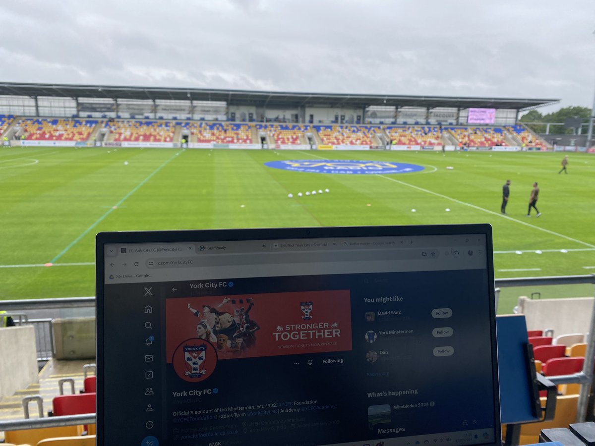 Delighted to be in the press box <a href="/YorkCityFC/">York City FC</a> for the <a href="/SheffieldUnited/">Sheffield United</a> friendly. Thanks to <a href="/RealEFLSocial/">The Real EFL</a> for the opportunity.