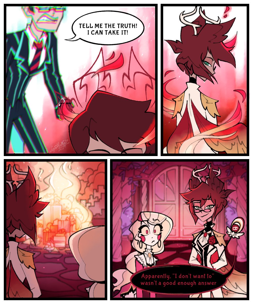 Alistair AU:
Scenarios somewhat based on my own aroace experiences🦌🪽

#HazbinHotel #Alastor #CharlieMorningstar #Vox