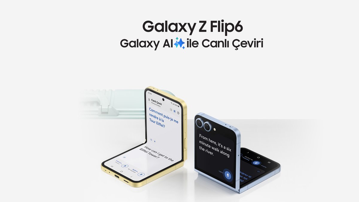 SamsungTurkiye's tweet photo. #GalaxyZFlip6 ve #GalaxyAI ile #DünyanıBüyüt!
Sözlü Çevirmen özelliği seyahatlerinde en büyük yardımcın olacak! https://t.co/UK3nmP3Z03