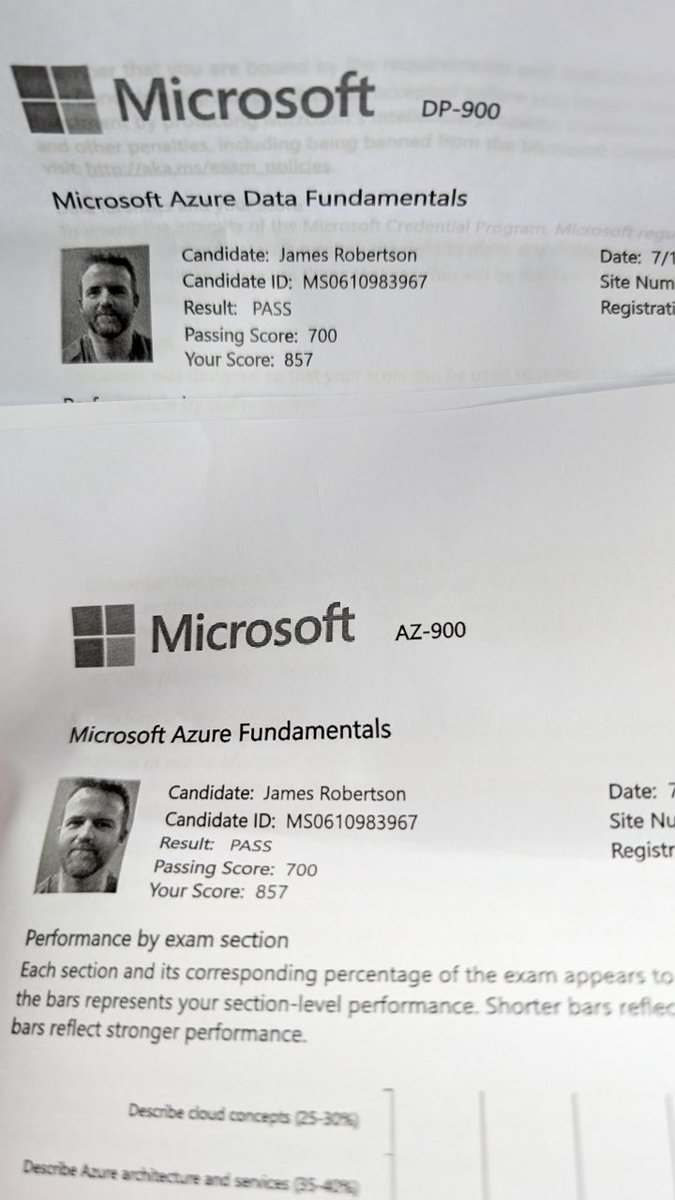 oatbakeUK's tweet photo. Passed two more #MicrosoftExams: #DP900 &amp; #AZ900 this morning with exactly the same score :-D https://t.co/FYMjUqlLWN