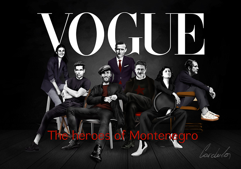 Денес фокус на Црна Гора па една моја верзија на кавер на Vogue посветена на хероите на Црна Гора /од лево према десно - Ljubica Popović, Veljko Vlahović, Ljubo Čupić, Peko Dapčević, Sava Kovačević, Stana Tomašević i Milovan Djilas/