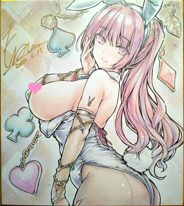 むちえろバニーちゃん   オークションでR-18がOKとのことだったのでおぱい出しバニーちゃん描いたぜ  #直筆色紙 #色鉛筆  【ドリームコミッション】オークション入口→  もねてぃページ→