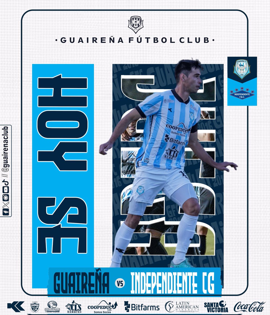 GuairenaClub's tweet photo. 𝗛𝗢𝗬 𝗦𝗘 𝗝𝗨𝗘𝗚𝗔! ✅
⬇️⬇️⬇️
⚽️ #DivisionIntermedia
🆚 Independiente CG
📆 Sábado 13
🕔 10:00Hs
🏟️ Estadio Parque del Guairá
#PorElRetorno #GuaireñaFc
#MásGuaireñoQueNunca https://t.co/Ir85PhqLw3
