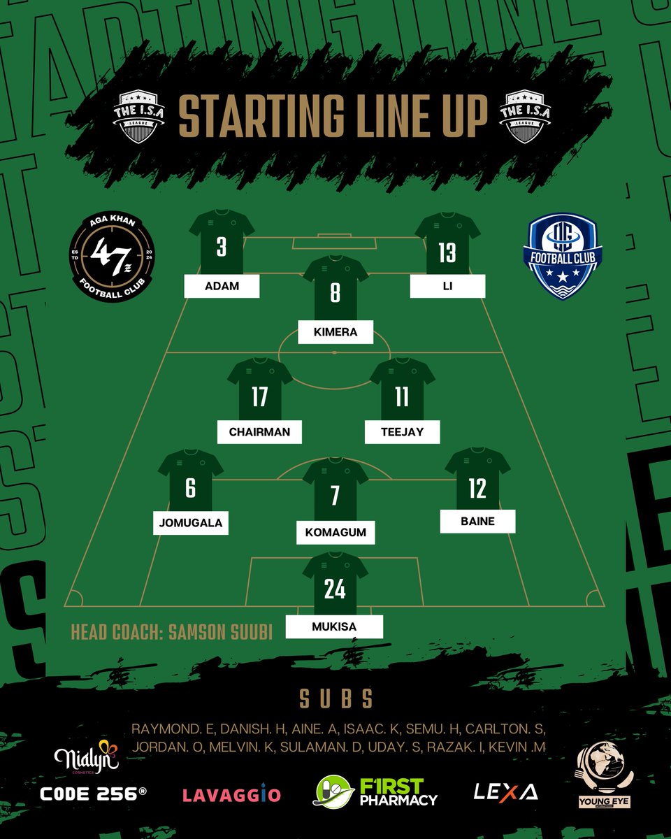 AgaKhanAlumni's tweet photo. Aga Khan 47z team news for Match Day 4 is in!
@_THEISALEAGUE | @LegendsKla | @FirstPharmacy_ | @code256brand | #AgaKhan47z | #firstpharmacyapp | #firstpharmacy | #code256brand | #ISALeague https://t.co/mPr9bz4JRL