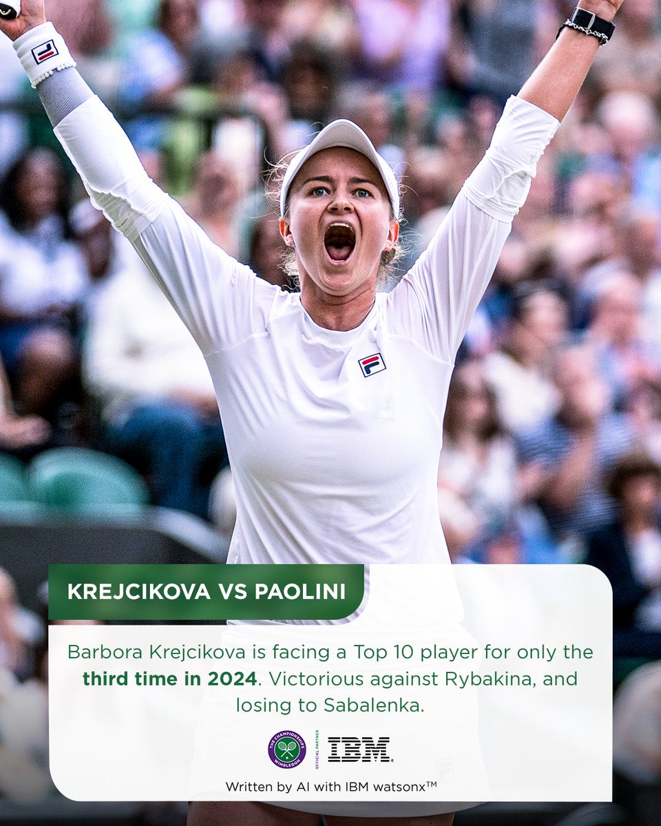 Wimbledon's tweet photo. Can Krejcikova secure a second victory against highly ranked opposition today ❓❓

#Wimbledon @IBM https://t.co/l1dL2xhGsx