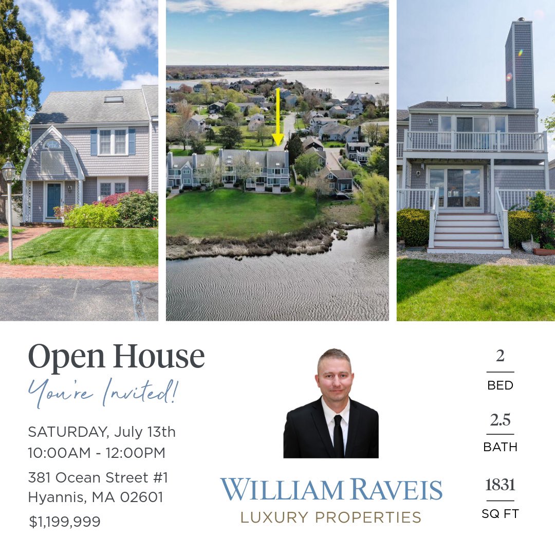 Sam_Amara_'s tweet image. Join me today for an open house from 10:00AM-12PM at 381 Ocean Street  #1 Hyannis, MA 02601

Contact:
Sam Amara
Realtor at William Raveis
Phone: 508-815-9281
Email: sam.amara@raveis.com

#capecodrealtor #capecodliving #williamraveisrealestate #capecodhomesforsale
