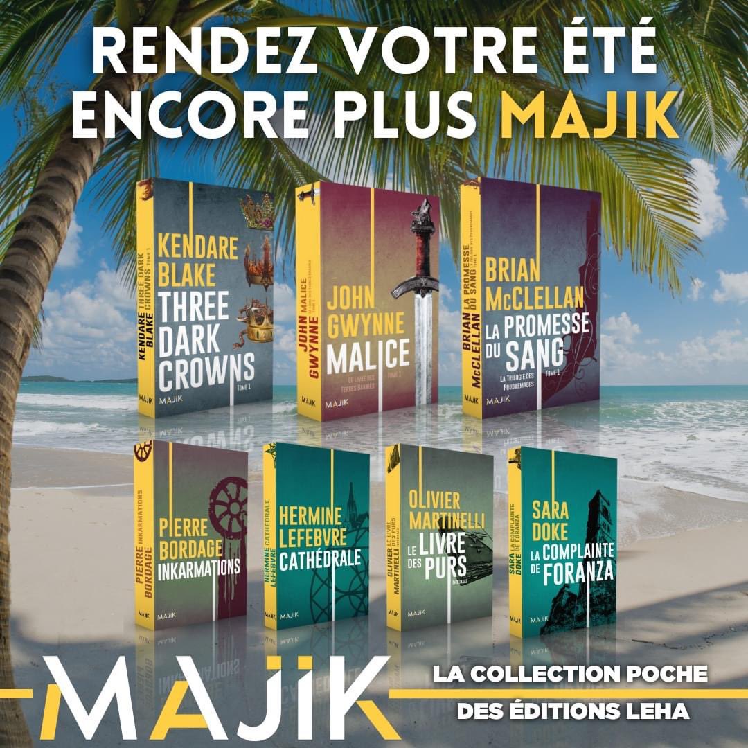 Rendez votre été encore plus... MAJIK ✨

La collection poche des Éditions Leha !

Déjà 7 titres publiés, dont beaucoup de Fantasy bien sûr, mais aussi de la SF, de l’adulte comme du Young Adult…

☀️ Alors, lequel (lesquels 😉) glisserez-vous dans vos valises ?  ☀️
