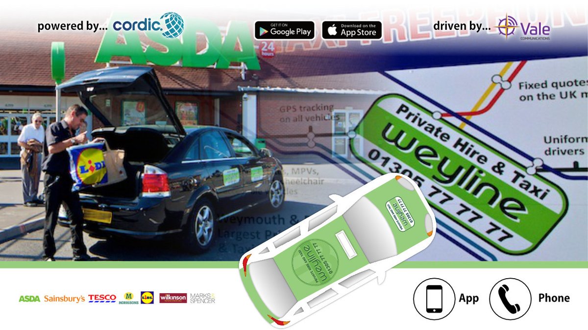 You do the shopping. Then hop-in and we’ll do the dropping - 📞 01305 77 77 77