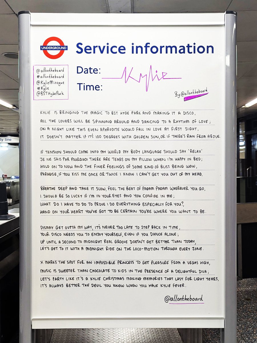 Tonight @kylieminogue is bringing the Magic to @BSTHydePark, making it a  Disco where everyone will be Dancing to a Rhythm of Love. @allontheboard # Kylie #BSTHydePark #kylieminogue #allontheboard, image size:900x1200