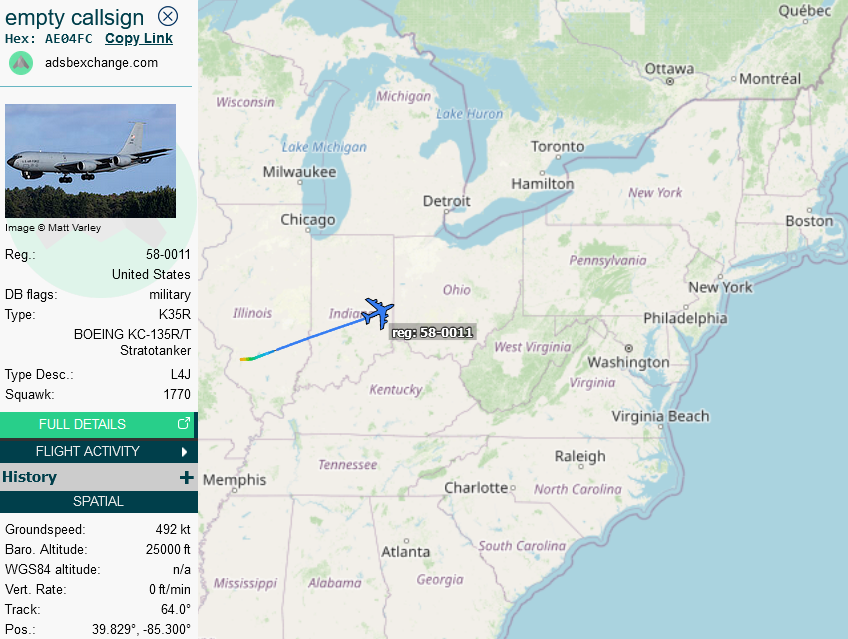 SirListenalot's tweet photo. #KC135 #AE04FC #BLUE14 en route Scott - Pease, likely with two Qatari #F15's bound for the UK. Expect #BLUE15 out of Pease later. https://t.co/9CEgQTvGFW