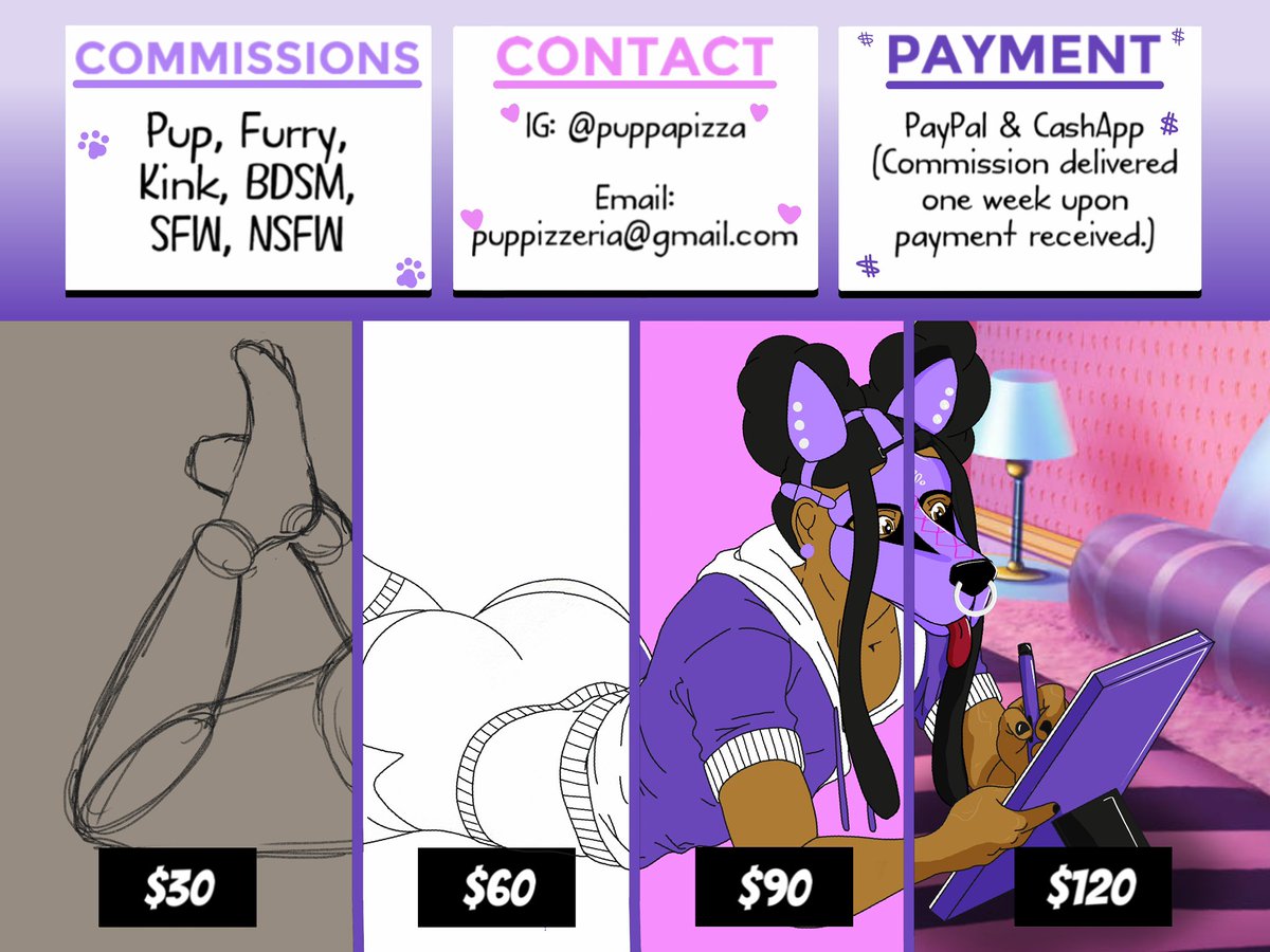 PuppaPizza's tweet photo. Hi! I’m Pupperoni Pizza 🐶🍕 
29 yo black kink / furry artist
Always looking to make more friends around the Atlanta area ��
Commission are open! 🎨
Call me a good boi? 🥺👉🏾👈🏾 https://t.co/p96TvrLCLq