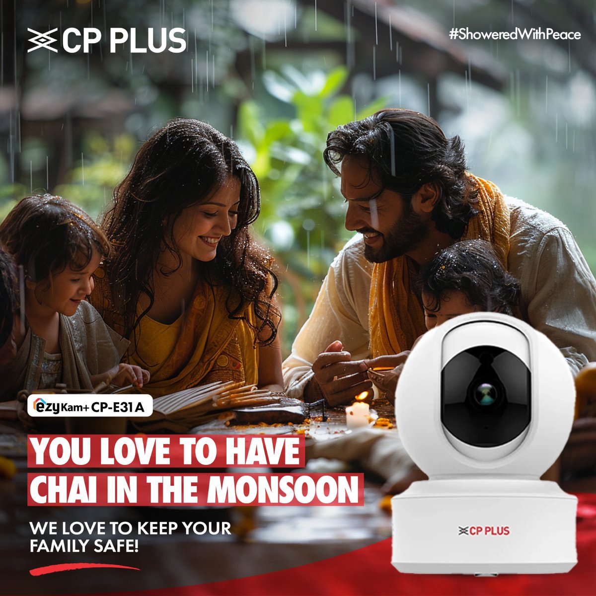 cpplusglobal's tweet image. Sip your monsoon chai in peace knowing your family is safe with our reliable ezykam+ CP-E31A.

#Cpplus #cpplusindia #showeredwithpeace